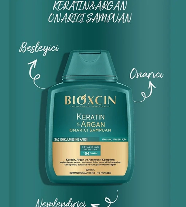 شامپو سبز حاوی کراتین و آرگان بیوکسین BIOXCIN